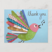 Carte Postale Oiseau chantant Merci (Devant)