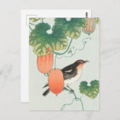 Carte Postale Oiseau chanteur en concombre Tableau Plante par Oh (Devant / Derrière)