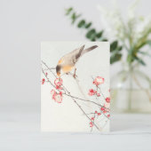 Carte Postale Oiseau chanteur sur une branche en fleurs - Ohara  (Debout devant)