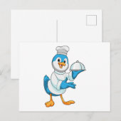 Carte Postale Oiseau comme cuisinier avec plat (Devant / Derrière)