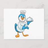 Carte Postale Oiseau cuisinier avec plat (Devant)