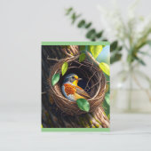 Carte Postale oiseau dans le nid (Debout devant)