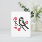 Carte Postale Oiseau de cerisier en fleur - Art de la sérénité d (Debout devant)