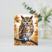 Carte Postale Oiseau de Chouette d'automne (Debout devant)