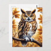 Carte Postale Oiseau de Chouette d'automne (Devant / Derrière)