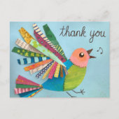 Carte Postale Oiseau de collage chantant Merci (Devant)
