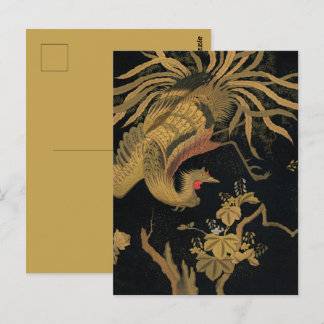 Carte Postale Oiseau de coq d'or Classique japonais Antique