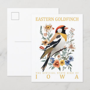 Carte Postale Oiseau de Goldfinch oriental Iowa USA Travel