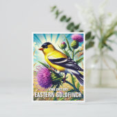 Carte Postale Oiseau de l'État de l'Iowa Goldfinch oriental (Debout devant)