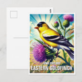 Carte Postale Oiseau de l'État de l'Iowa Goldfinch oriental (Devant / Derrière)