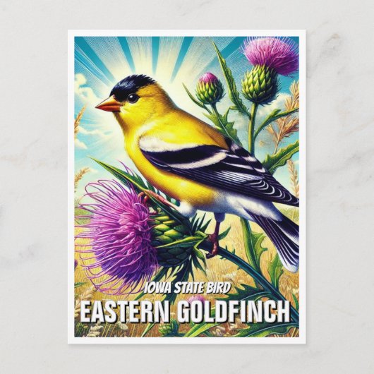 Carte Postale Oiseau de l'État de l'Iowa Goldfinch oriental (Devant)