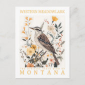 Carte Postale Oiseau de Meadowlark occidental du Montana USA Tra (Devant)
