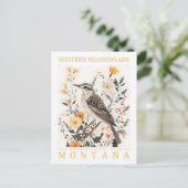 Carte Postale Oiseau de Meadowlark occidental du Montana USA Tra (Debout devant)