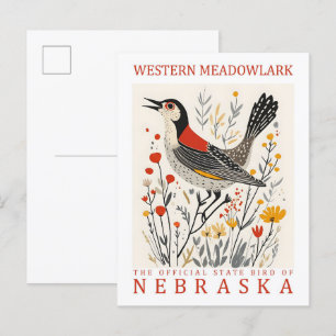 Carte Postale Oiseau de Meadowlark occidental du Nebraska États-