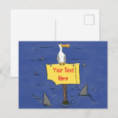 Carte Postale Oiseau de mer amusant entouré de dessins animés de (Devant / Derrière)