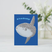 Carte Postale Oiseau de mer mola mola mignonne caricature (Debout devant)