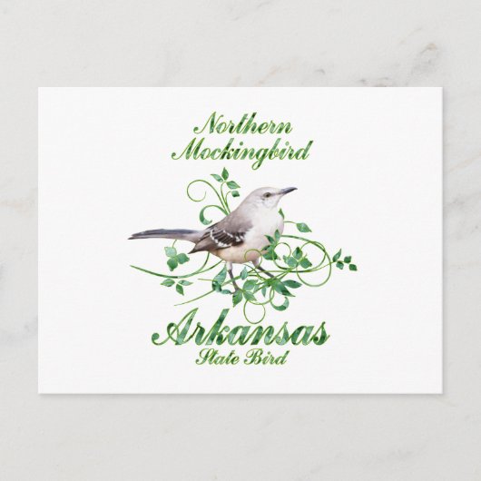 Carte Postale Oiseau de Mockingbird Arkansas (Devant)