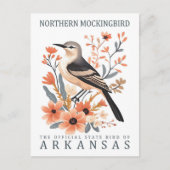 Carte Postale Oiseau de Mockingbird de l'Arkansas USA Travel (Devant)