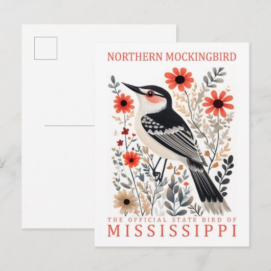 Carte Postale Oiseau de Mockingbird du Mississippi (Devant / Derrière)