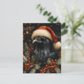 Carte Postale Oiseau de Noël noir festif (Debout devant)