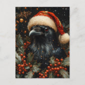 Carte Postale Oiseau de Noël noir festif (Devant)