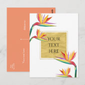 Carte Postale Oiseau de Paradis Élégant Or Blanc Mariage (Devant / Derrière)