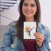 Carte Postale Oiseau de paradis fleur exotique clair aquarelle