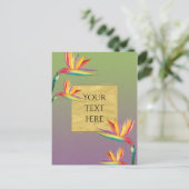Carte Postale Oiseau de Paradis Or Pourpre Vert Floral Mariage (Debout devant)