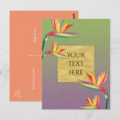 Carte Postale Oiseau de Paradis Or Pourpre Vert Floral Mariage (Devant / Derrière)