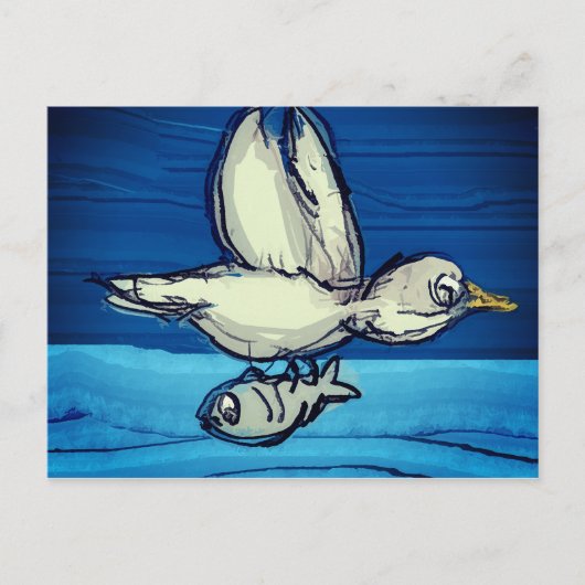 Carte Postale Oiseau de pêche (Devant)
