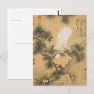 Carte Postale Oiseau de Prey blanc, peinture d'antiquités chinoi