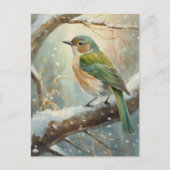 Carte Postale Oiseau d'hiver enneigé Art Moderne (Devant)