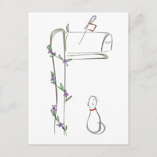 Carte Postale Oiseau d'observation de chats sur une boîte aux le