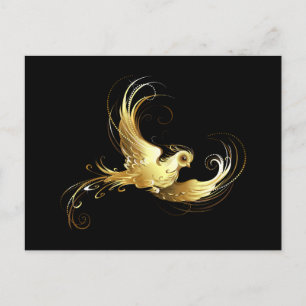 Carte Postale Oiseau doré sur fond noir