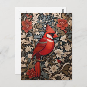 Carte Postale Oiseau du Cardinal du Nord William Morris Inspiré