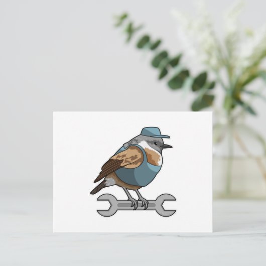Carte Postale Oiseau en artisan avec clé (Debout devant)
