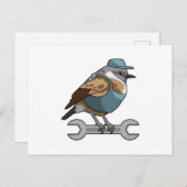 Carte Postale Oiseau en artisan avec clé (Devant / Derrière)