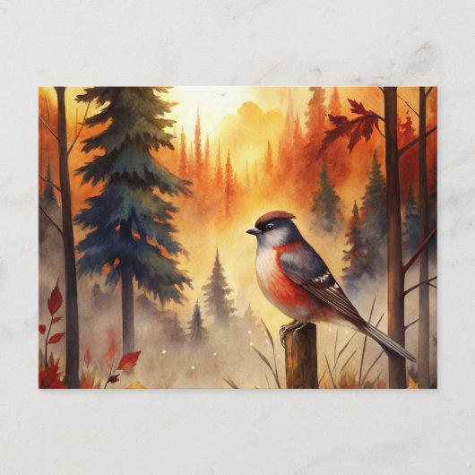 Carte Postale Oiseau en automne (Devant)