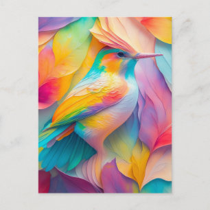 Carte Postale Oiseau en soie de fantaisie