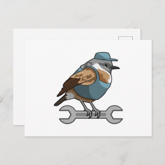 Carte Postale Oiseau en tireur avec clé (Devant / Derrière)