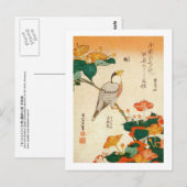 Carte Postale Oiseau et belle-de-nuit, Hokusai (Devant / Derrière)