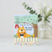 Carte Postale Oiseau et chat dans le jardin | Changement d'adres (Debout devant)