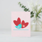 Carte Postale Oiseau et Coeurs mignons (Debout devant)