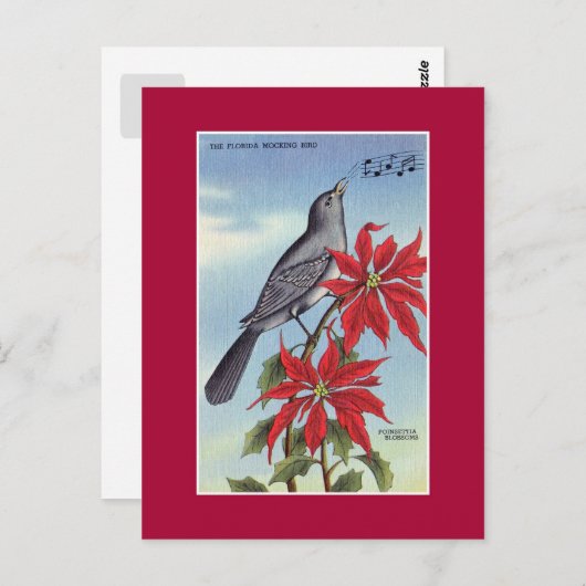 Carte Postale Oiseau et fleur de l'état de Floride (oiseau moque (Devant / Derrière)
