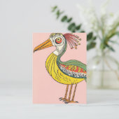 Carte Postale oiseau fantaisiste à trois pattes (Debout devant)