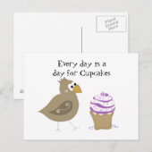 Carte Postale Oiseau Fantaisiste et Gâteau (Devant / Derrière)
