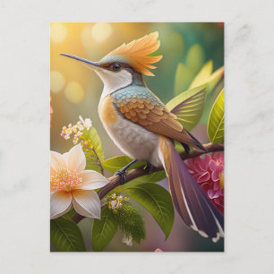 Carte Postale Oiseau Fantastique à Crête Dorée