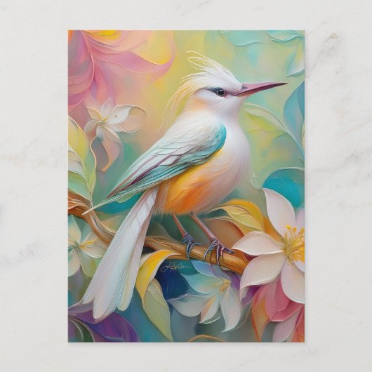 Carte Postale Oiseau Fantastique à Dos Doré Touffu (Devant)