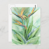 Carte Postale Oiseau Fleur Tropical De Peinture Paradisiaque - M (Devant / Derrière)
