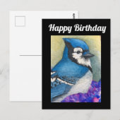 Carte Postale Oiseau geai bleu Faune Joyeux Anniversaire (Devant / Derrière)